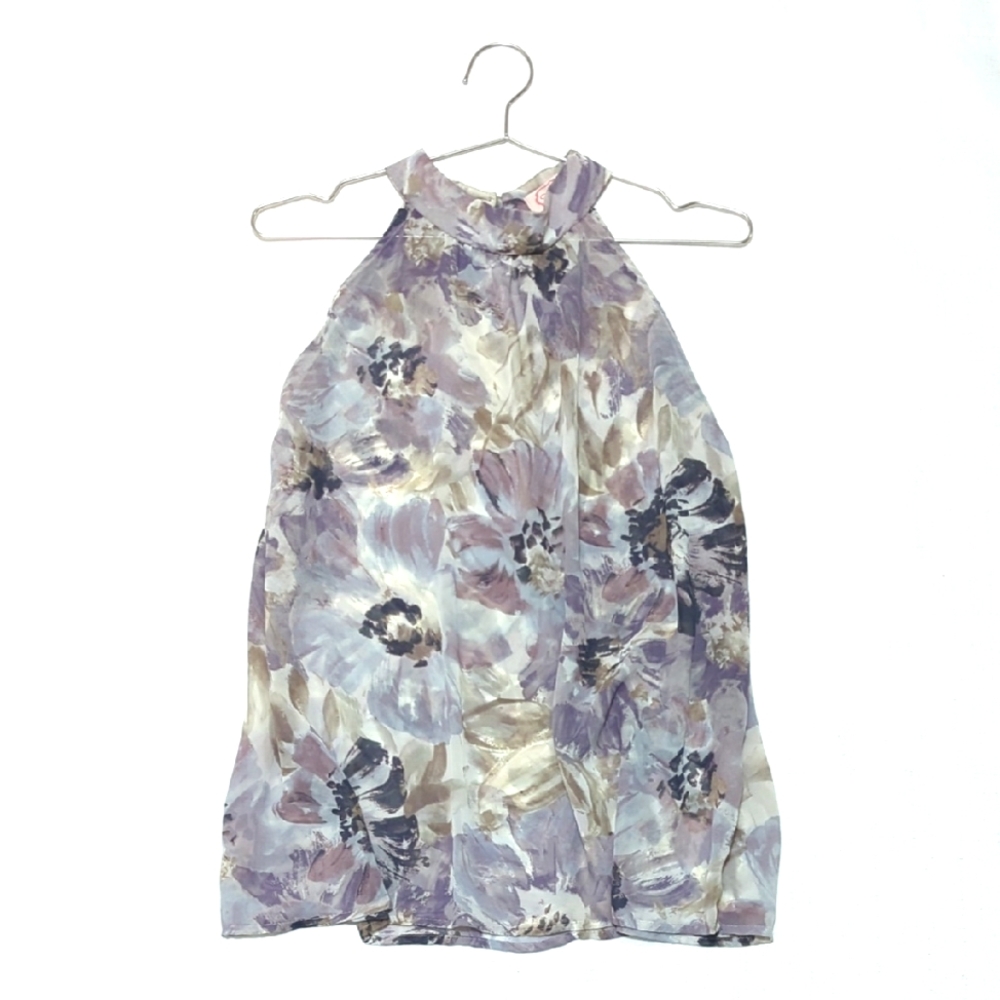 Vintage | Blush | Floral Halter Top | Shabby Chic | Summer | Chiffon | Y2K